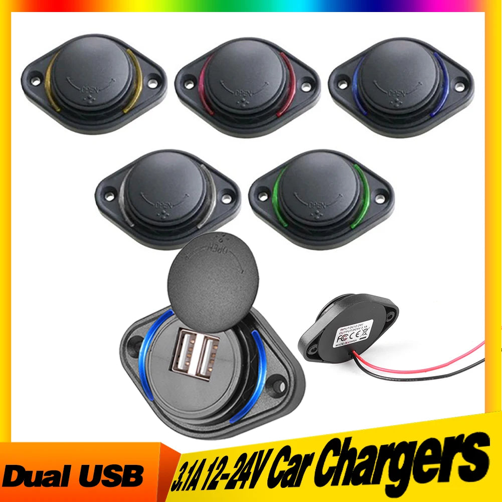 12-24V 3.1A Dual USB Charger Power Socket Adapter Charging P