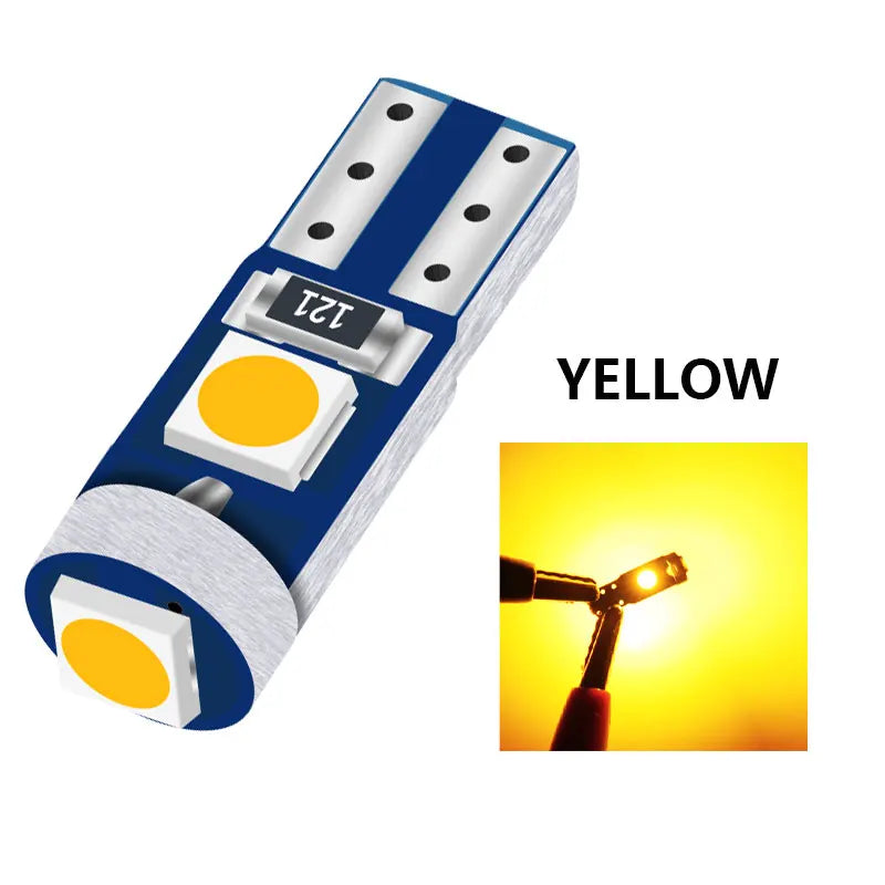 10Pcs T5 Led Bulb Canbus W3W 74 286 W1.2W Super Bright Car Interior Lights Auto Dashboard Lamp Warning Indicator Instrument 12V