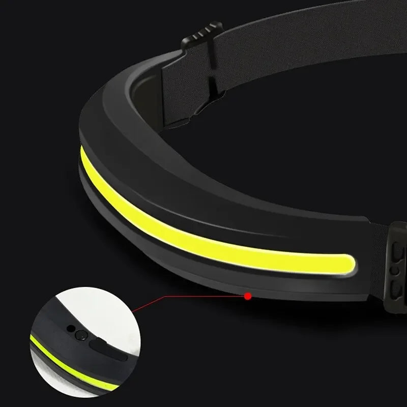 Portable COB Headlamp Rechargeable Red and White Light Work 