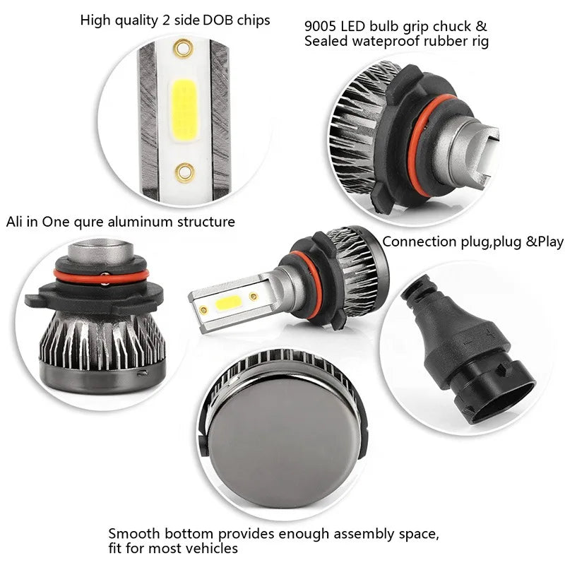 2PCS/pair Mini Lights Auto H7 LED H4 Bulb H3 H8 H9 H11 9005 