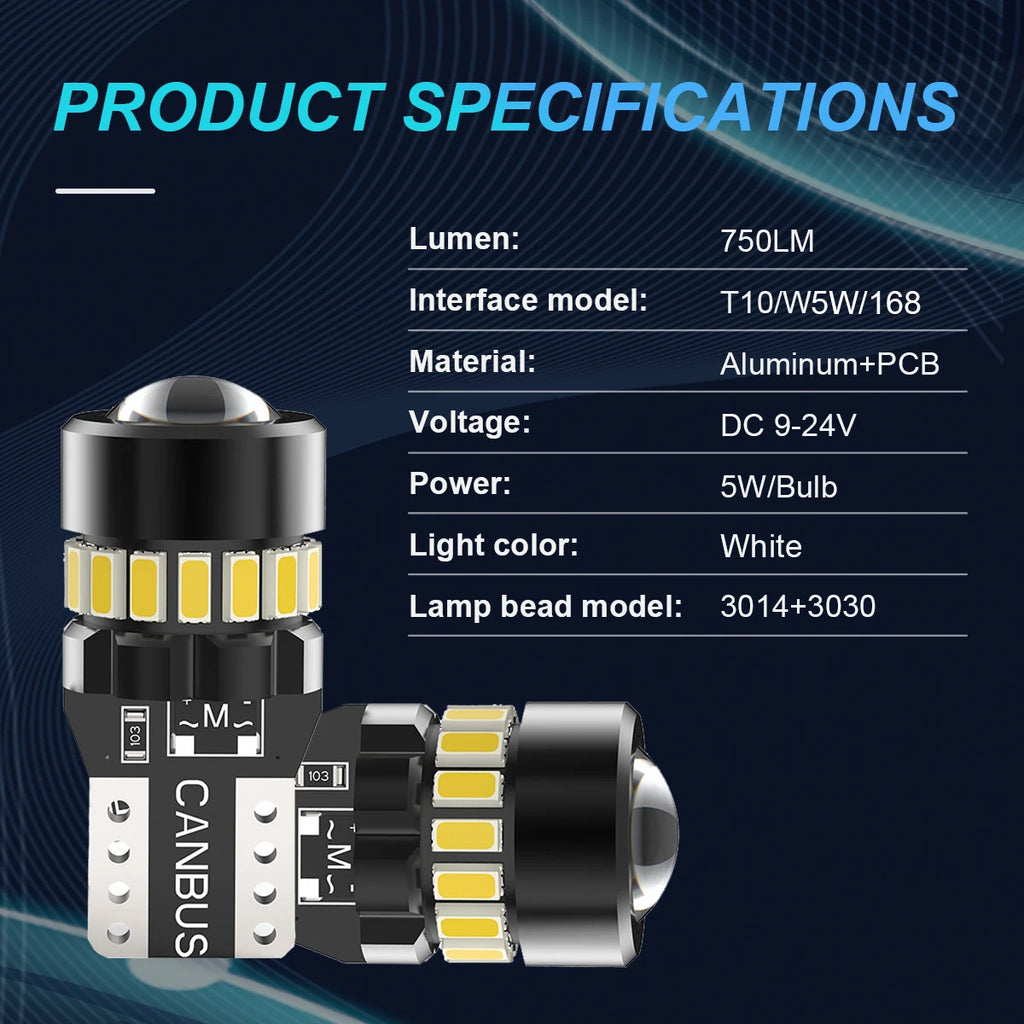 NLpearl 2PCS T10 W5W LED Canbus No Error 194 168 Bulb Car Si