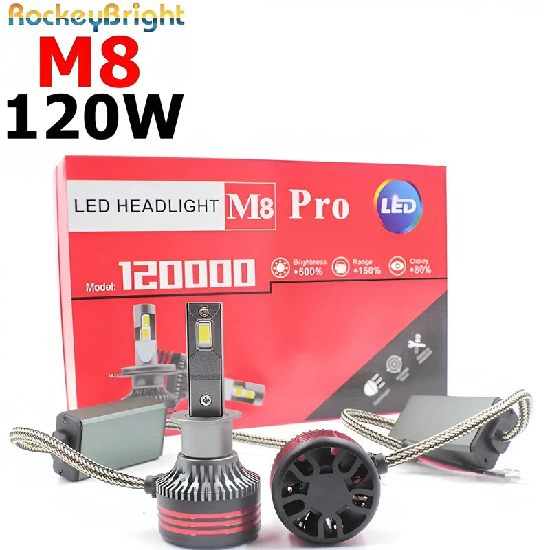 M8 Pro 120W 12000LM H7 LED Headlights Bulb H7 H8 H11 Car Hea