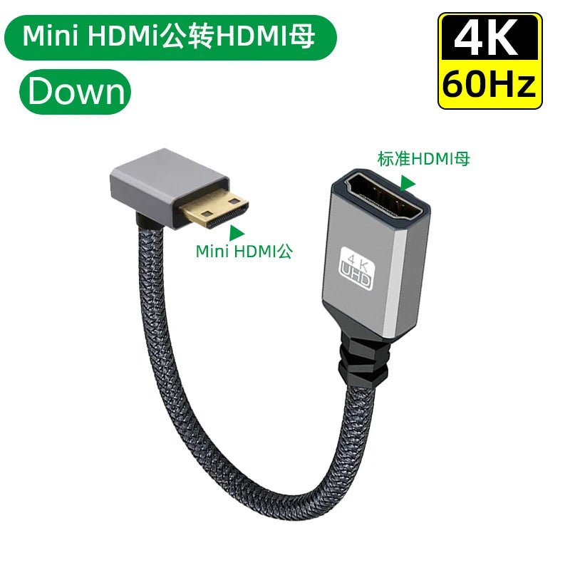 4K60Hz HDMI Male To Female Extension Cable Micro/Mini HDMI-Compatible adapter left/right/up/down Extender Wire Cord