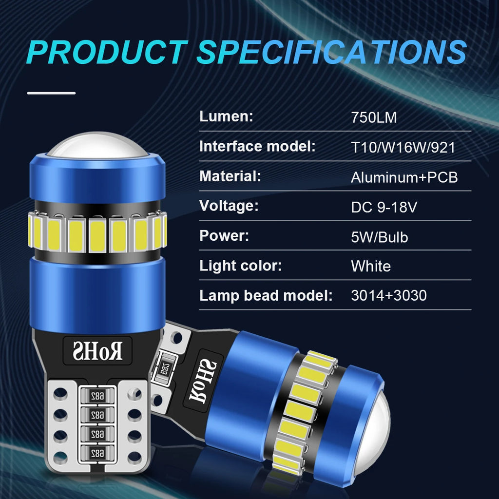 2PCS T10 W5W LED CANBUS No Error 750Lm Super Bright Car Side