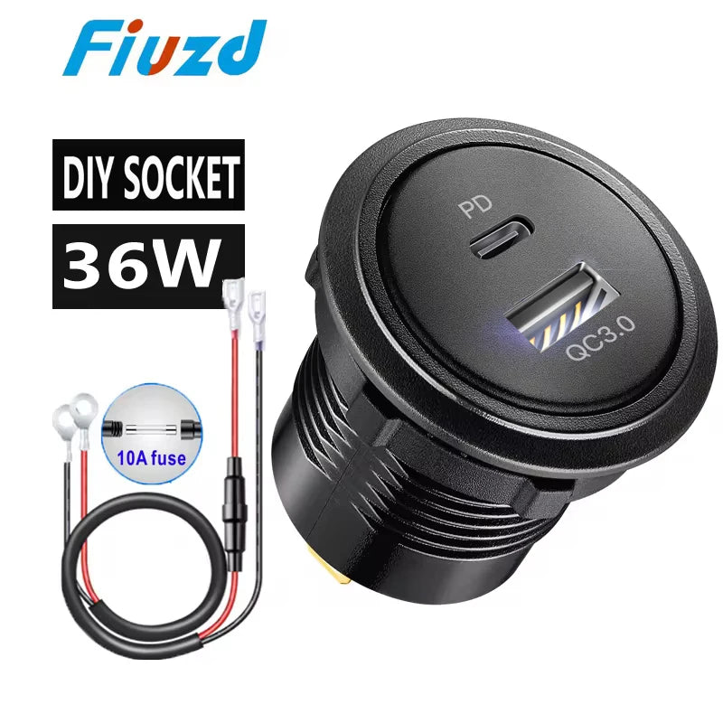 Quick Charge 3.0 usb port socket for car Dual USB Fast Car Charger Socket Accessory 12V/24V QC3.0 Power Socket with LED Light