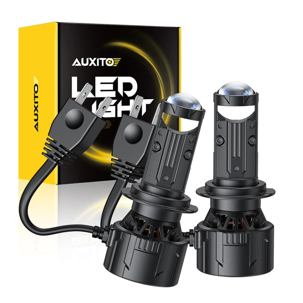 AUXITO 2Pcs H7 LED Projector Mini Car Headlight Bulbs H7 Turbo LED Projector Lens Headlamp LHD RHD 12V Apply to Car&Motorcycle