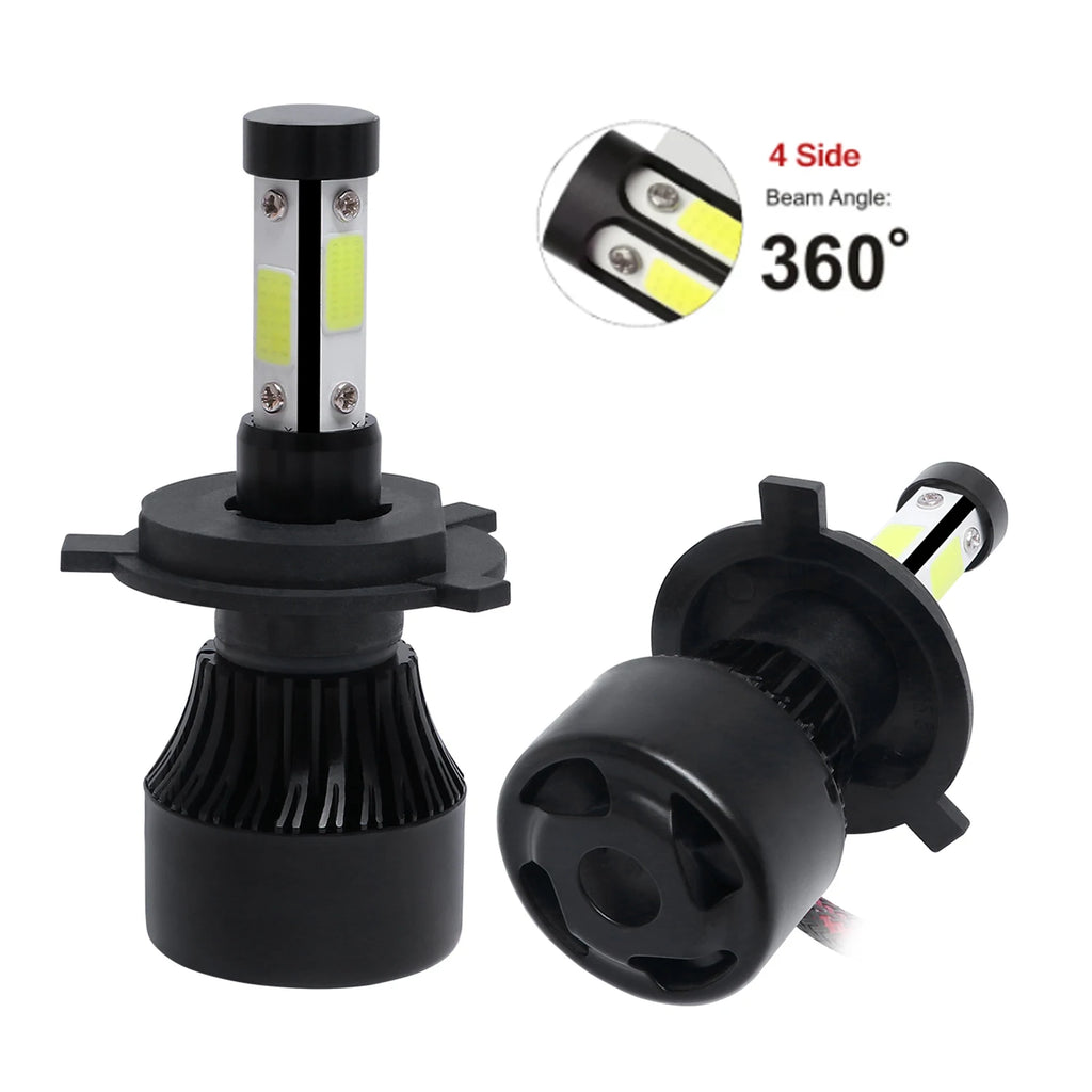 2Pcs New 4 Sides LED 6500K H4 H7 H11 H9 H8 9004 9005 9006 9007 4COB Car LED Headlight Bulbs Auto Led HB3 HB4 HB5 Headlamps 12V