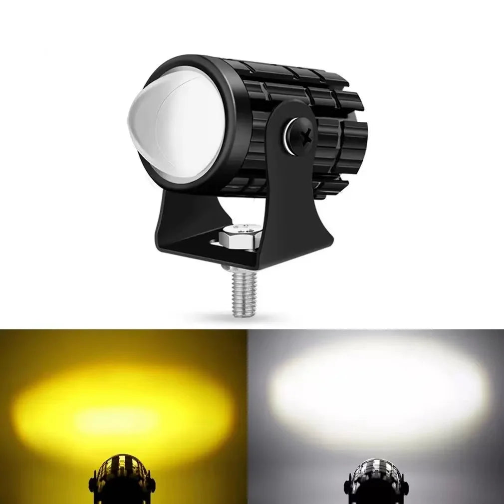 Motorcycle LED Headlight Bulbs Projector Lens Dual Color ATV