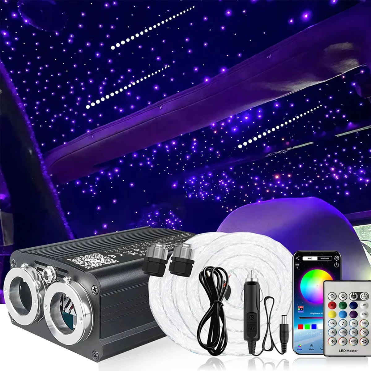 32W RGBW Meteor Car Roof Stars Fiber Optic Light Music Roof 