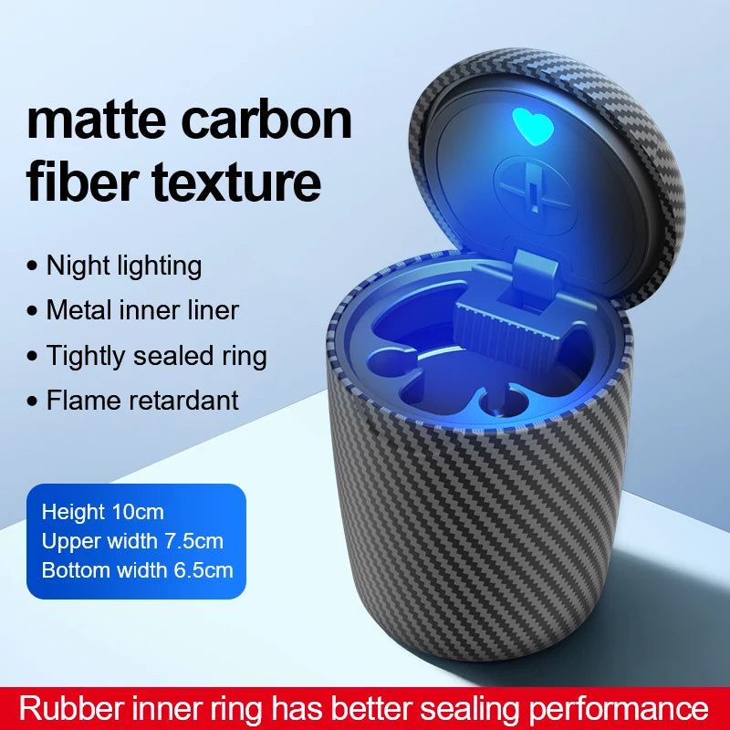Car Ashtray Universal One Click Open Lid Personalized LED Ambient Light Ashtray Car Smoke Prevention and Extinguishing Box