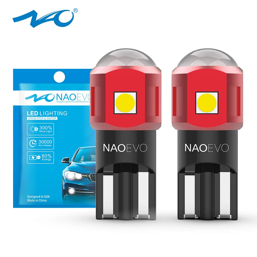 NAO 2x W5W T10 LED Ultra Bright 5W5 12V 24V 4W 600Lm Car Int