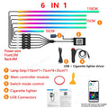 Car Ambient Light/64 Colors Acrylic LED Lamp Strips/RGB Car Interior Music Mood Lighting/ USB/Cigarette Lighter Power Supply