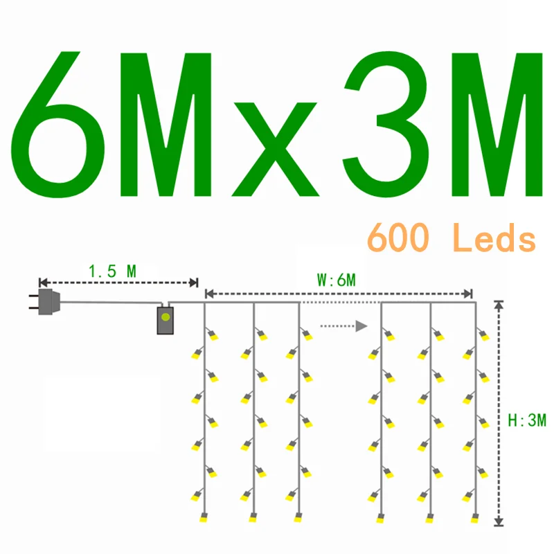Led Icicle Curtain String Lights Fairy Christmas Lights Garland For Christmas New Year Wedding Home Room Patio Party Decoration