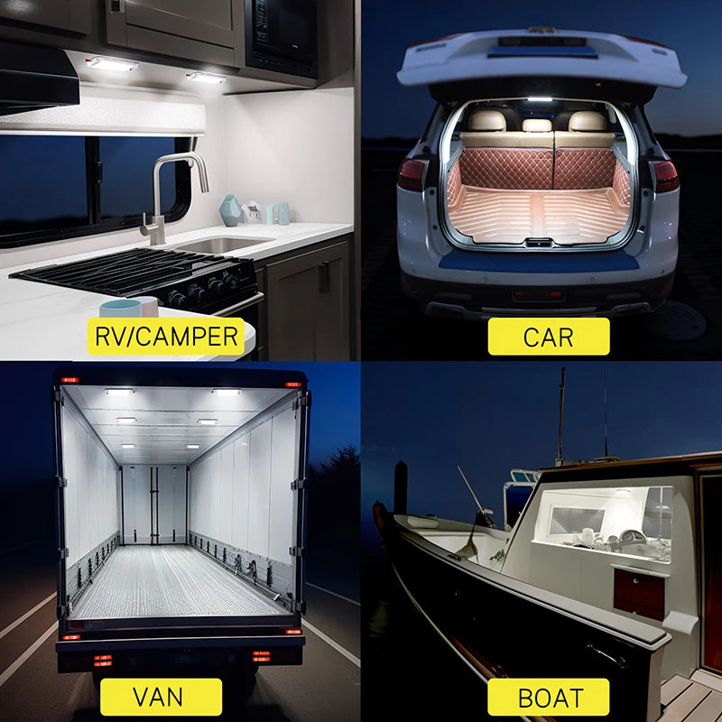 72LED 12V 24V Ceiling Light RV Interior Trailer Boat Cargo C