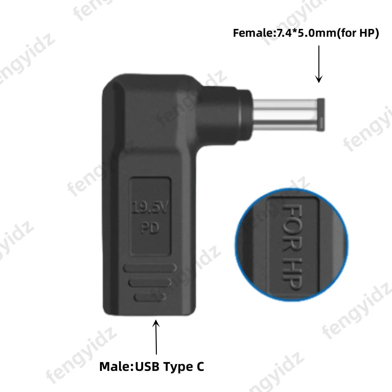 Laptop Power Adapter Connector Dc Plug USB Type C Female to Universal Male Jack Converter for Hp Dell Asus Acer Lenovo Notebook