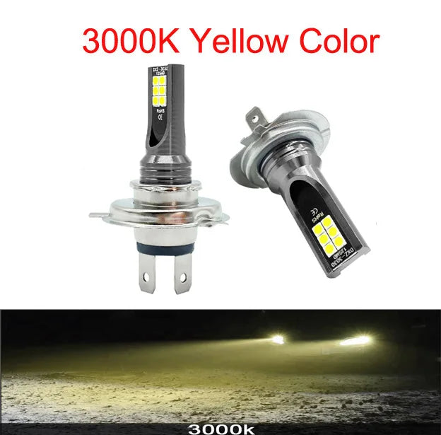 2Pcs LED H4 H7 Car Headlight Super Bright H16JP H8 H9 H11 9005 HB3 9006 HB4 Car Fog Light Driving Running Light 12000LM 12V 24V