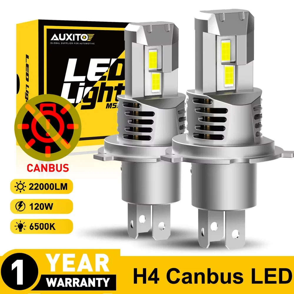 AUXITO 2Pcs H4 LED Light Canbus No Error H4 Car LED Headligh