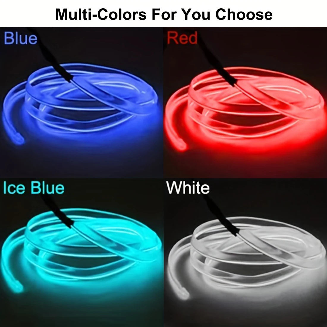 5m EL Wire Car Interior Ambient Lights Strip USB DIY Decorat