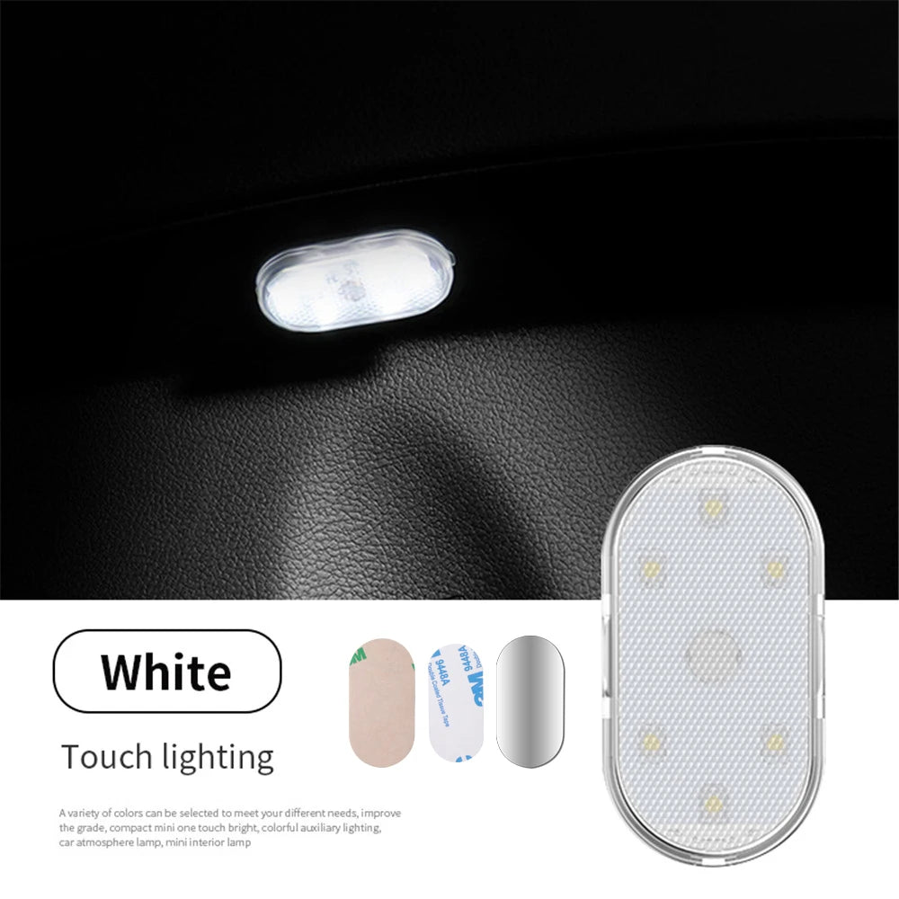 1/2pcs Multi Color Car Light Wireless LED Touch Light Roof Ceiling Sensor Read Lamp Mini USB Charging Light Auto Interior Lamp
