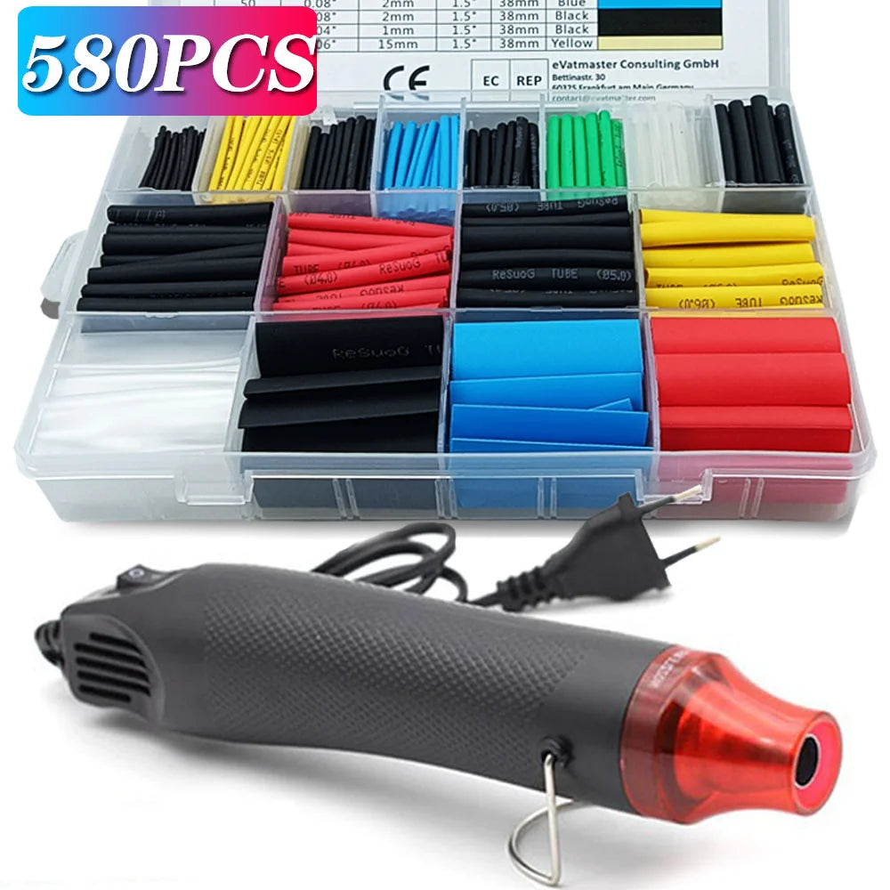 580/328/127PCS Heat Shrink Tubing Wrapping Kit 2 1 Shrinkabl