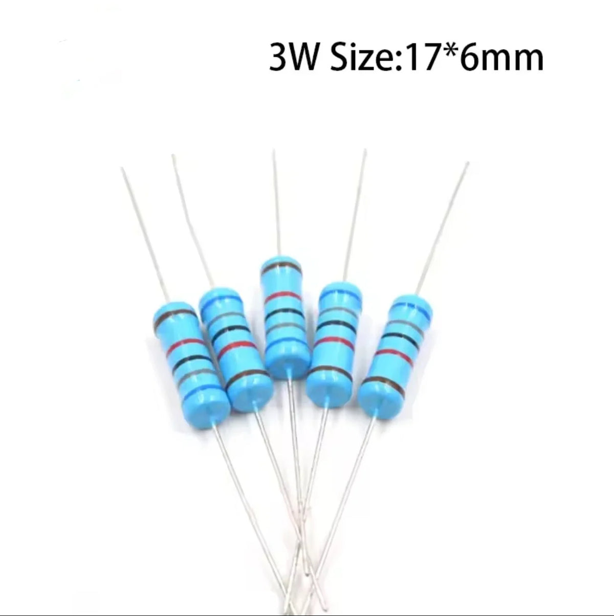 20pcs/lot 3W Metal Film Resistor 1% 0.1R-2.2M 2.2 10 100 150