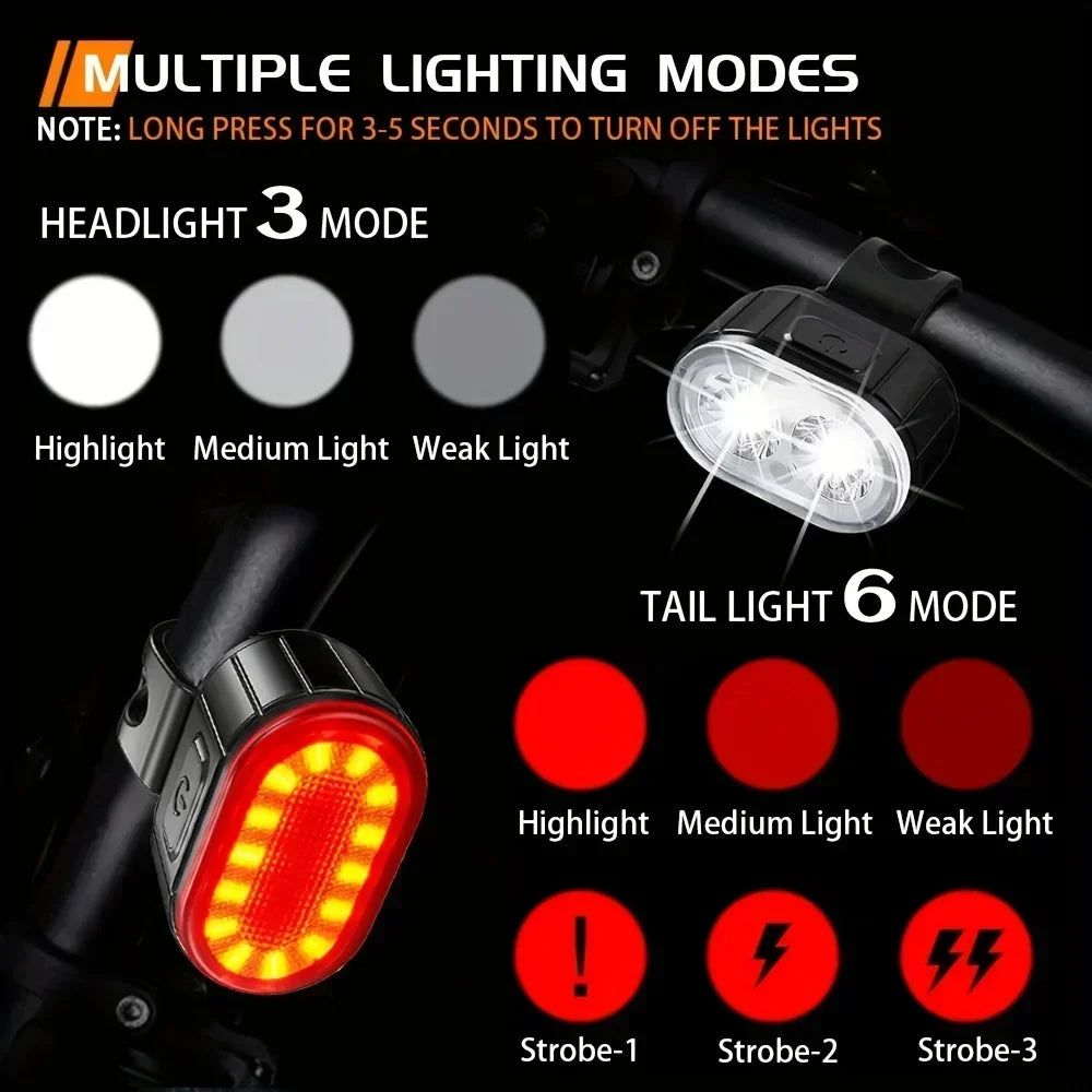 Cycling Bicycle Front Rear Light Set Bike Rechargeable Headl