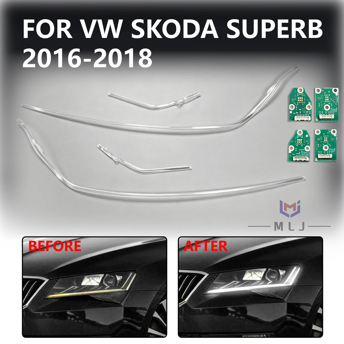Angel Eye Board DRL Chip For 2016 2017 2018 VW Skoda Superb Headlight LED DRL Bar Acrylic Light Guide Tube