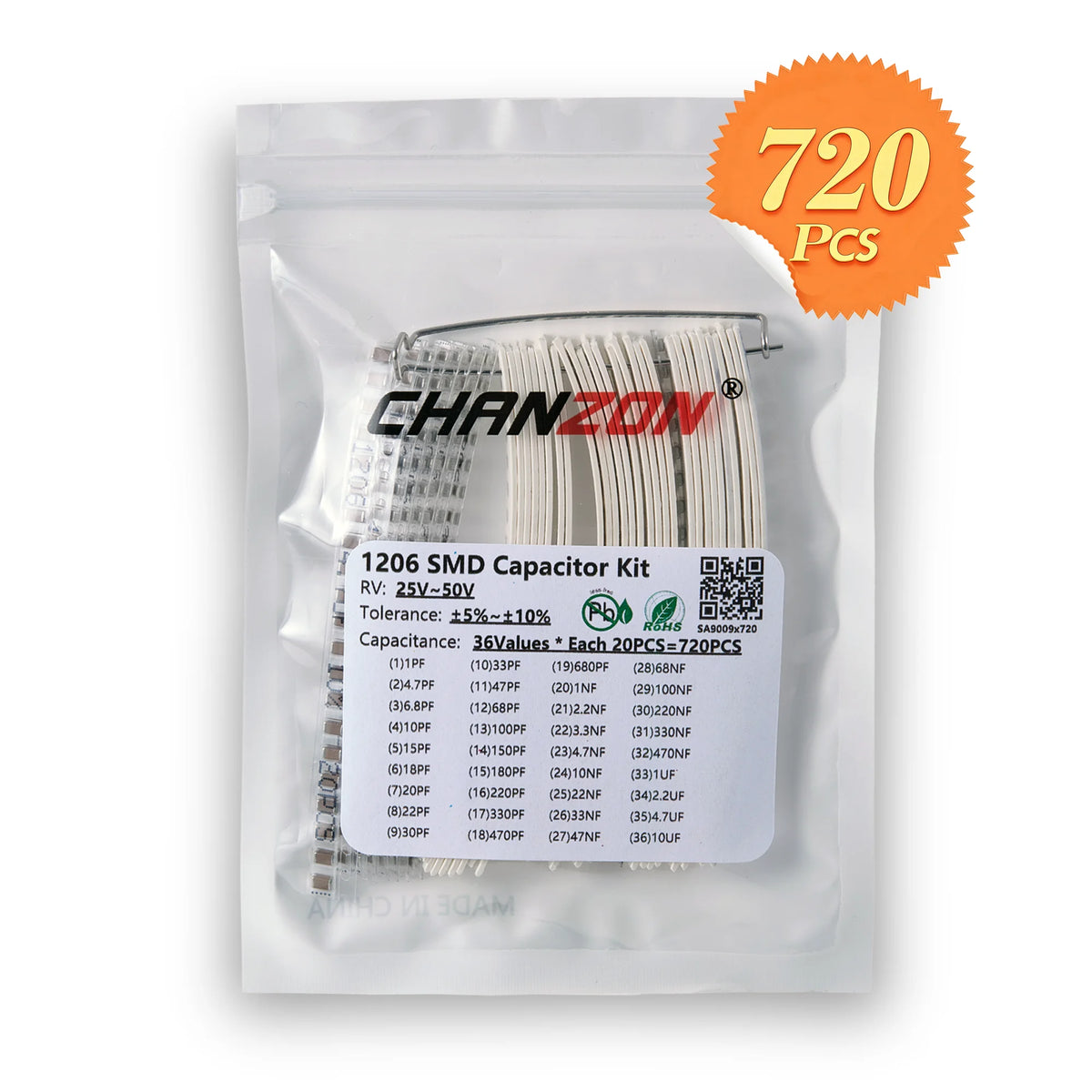 Brand New 0402 0603 0805 1206 SMD Capacitor Assorted Kits MLCC Thick Film Chip Capacity Assortment 10pF 22pF 100pF 1nF 10nF