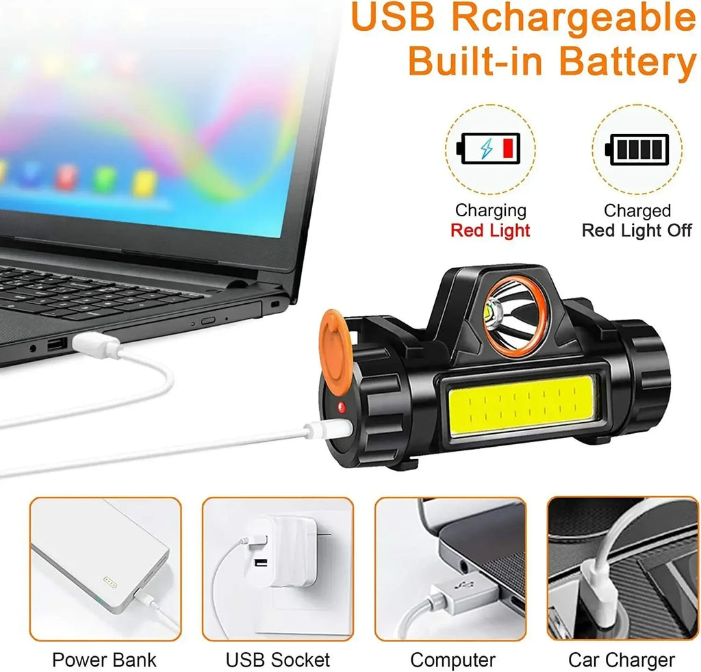1-5PCS Rechargeable COB LED Headlamp Strong Magnetic Powerfu