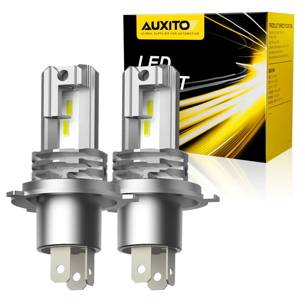 1/2Pcs AUXITO H4 LED Car Headlights Canbus High and Low Beam White Lamps For Ford Peugeot Super Bulb for Motorcycle Fanless 12V