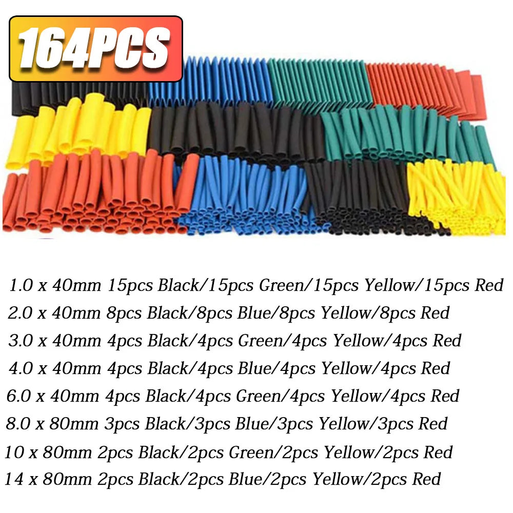 1160/580/164PCS Heat Shrink Tubing Kit 2 1 Shrinkable Wire Shrinking Wrap Connect Cover Cable Repair Protection with Hot Air Gun