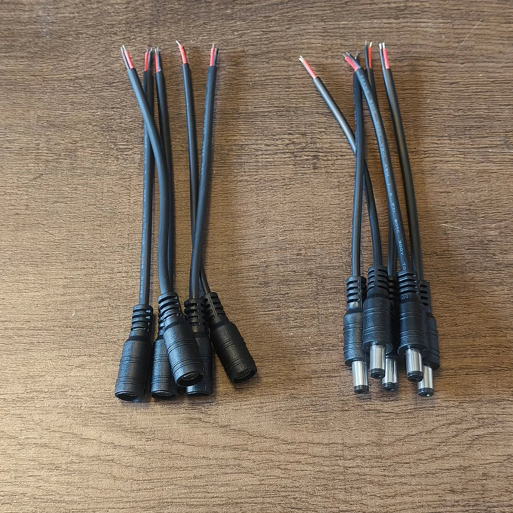 Black 15cm DC Cable 5.5 x 2.1mm DC Plug Jack Connector Wire 