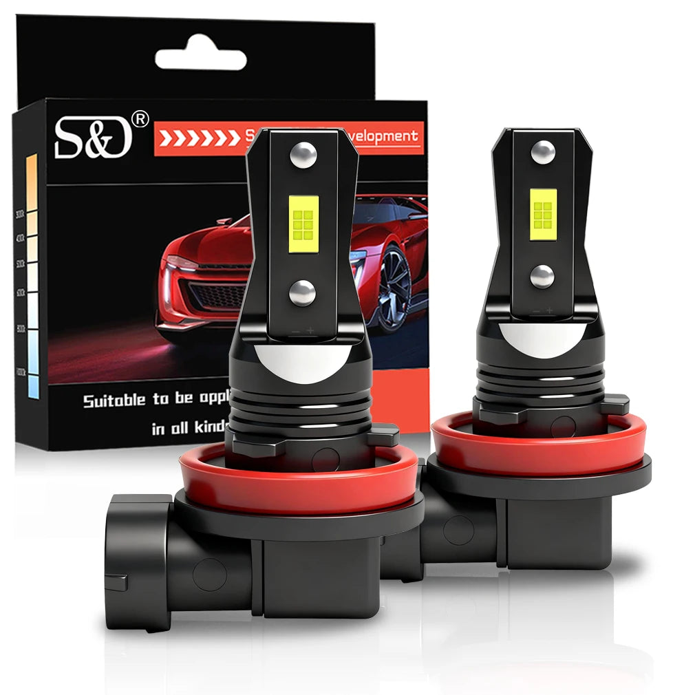 S&D H8 H11 LED Canbus 9005 9006 Fog Light Bulbs 60W 20000LM Wireless CSP LED Headlight Auto Lamp for Car Driving 6000K White