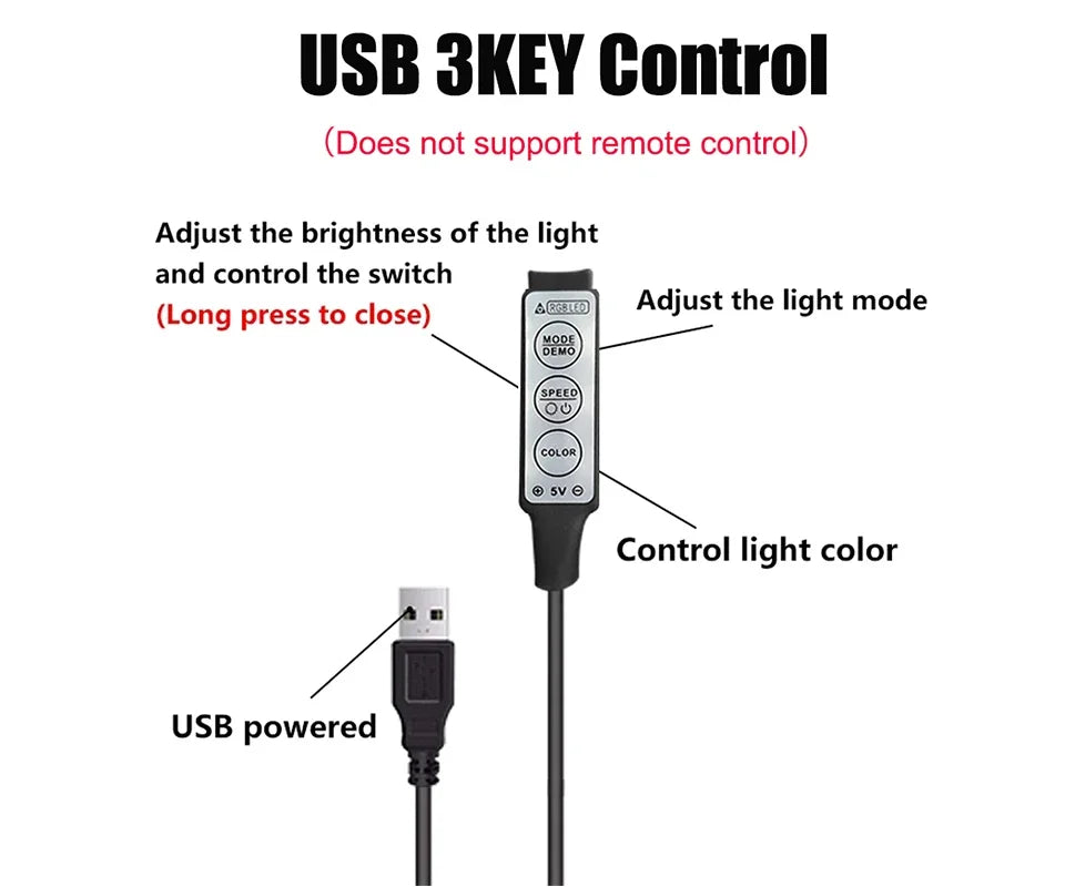 LED Strip RGB Controller Mini 3 24 44 Keys USB Connector IR 