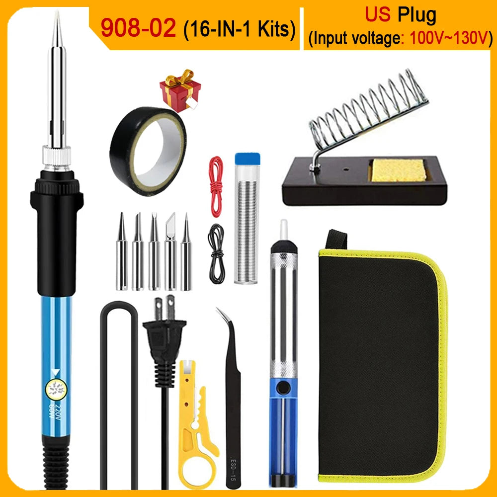 2026 Electric Soldering Iron Kits (SKU 10-IN-1)(16-IN-1)(20-IN-1) 60W Adjustable Temperature Replaceable Soldering Iron Welding