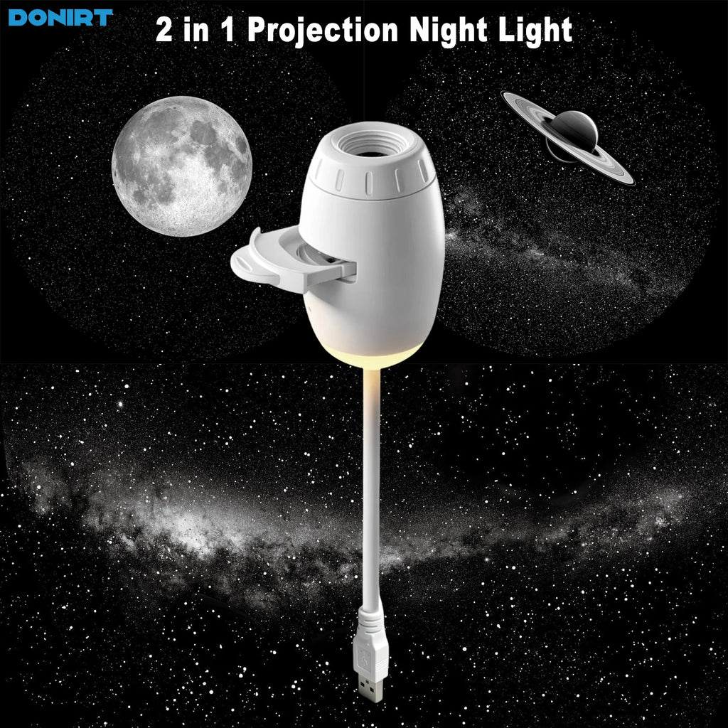 2 in 1 USB Projection Lamp Manual Focus Projector Light Car 