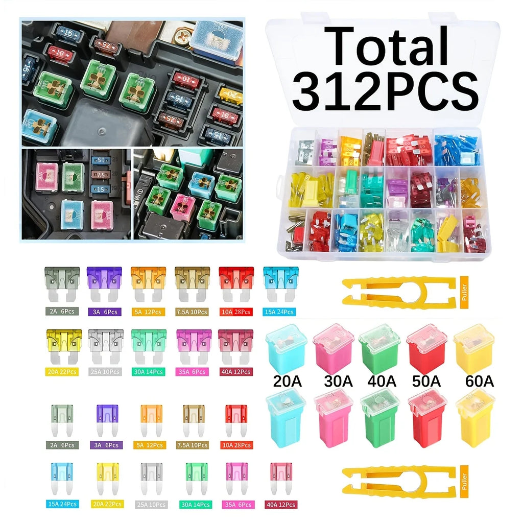 325Pcs Standard Car Fuses Assorted Kit 60 Mini Blade Car Fuse +60 Standard Automotive Fuse +60 Micro Fuse