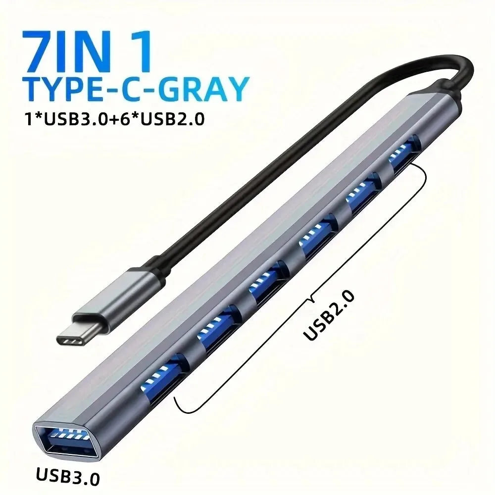 USB C Hub USB Hub 3.0 Aluminum 7 in 1 USB Extender USB Split