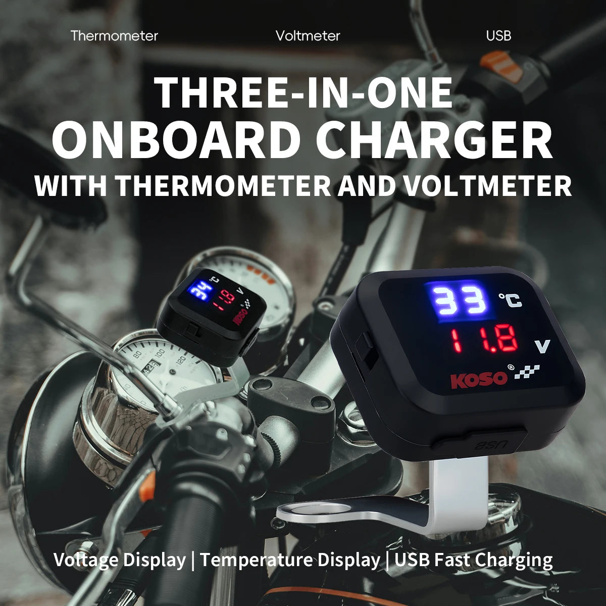 10-24V Multifunctional USB Port Motorcycle Fast Charger with