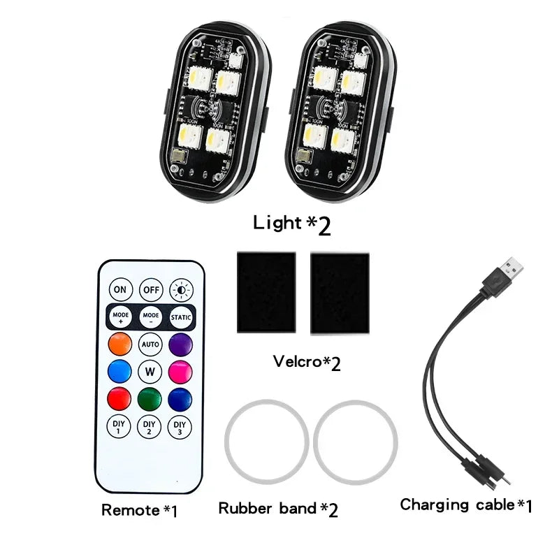 Rechargeable Wireless Light Aircraft Airplane Helicopter Warning Lights RGB Led Aircraft Strobe lights Motorcycle LED Lights
