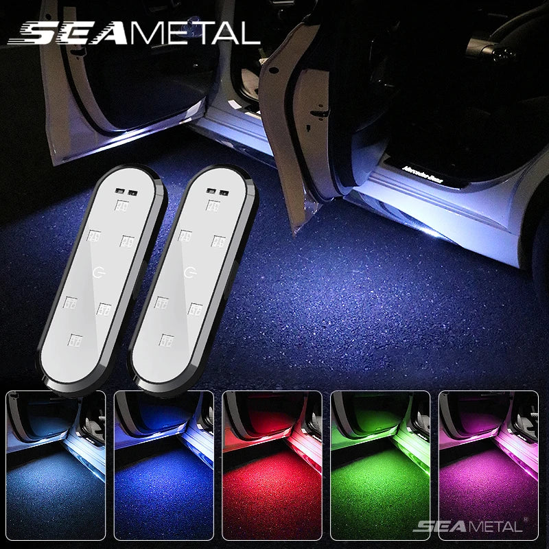 SEAMETAL LED Car Door Opening Warning Atmosphere Light Auto 