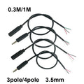 New 3.5mm 3 Pin 4 Pin Core Male Female Aux Connector 0.3M 1M