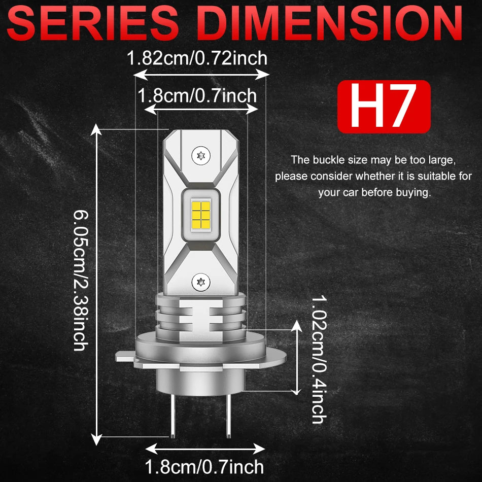 2Pcs Turbo H7 Led Canbus Light 5570 CSP 1 1 Mini Size Car He