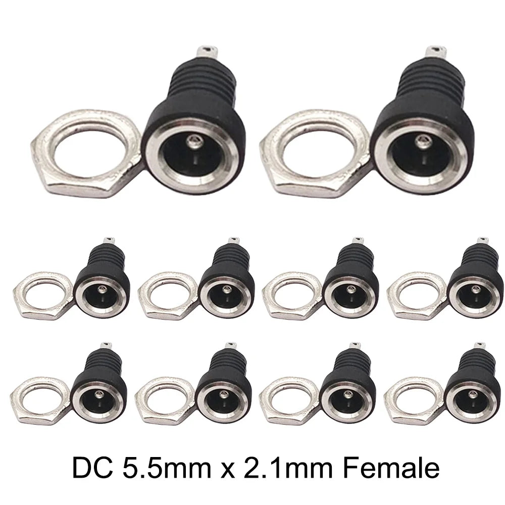 10 Pack DC022 B Power Jack Panel Mount Connector DC 5.5mm x 2.1 DC 5.5mm x2.5mm Female Solder Type Power Jack Socket