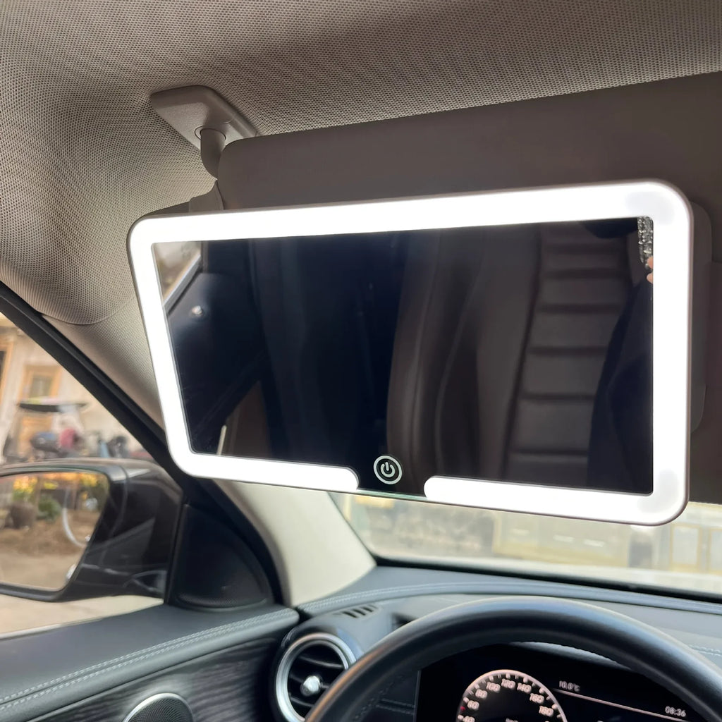 Universal Car Sun Visor Makeup Mirror with LED Fill Light Re