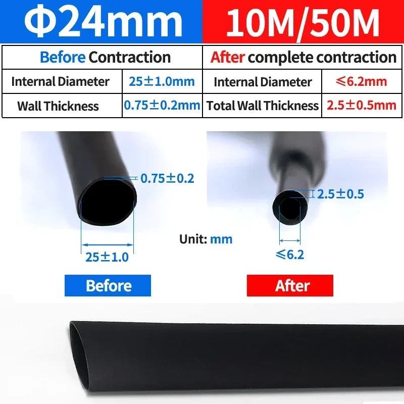 4 1 Heat Shrink Tube With Glue Thermoretractile Heat Shrinkable Tubing Dual Wall Heat Shrink Tubing 4 6 8 12 16 20 24 32mm