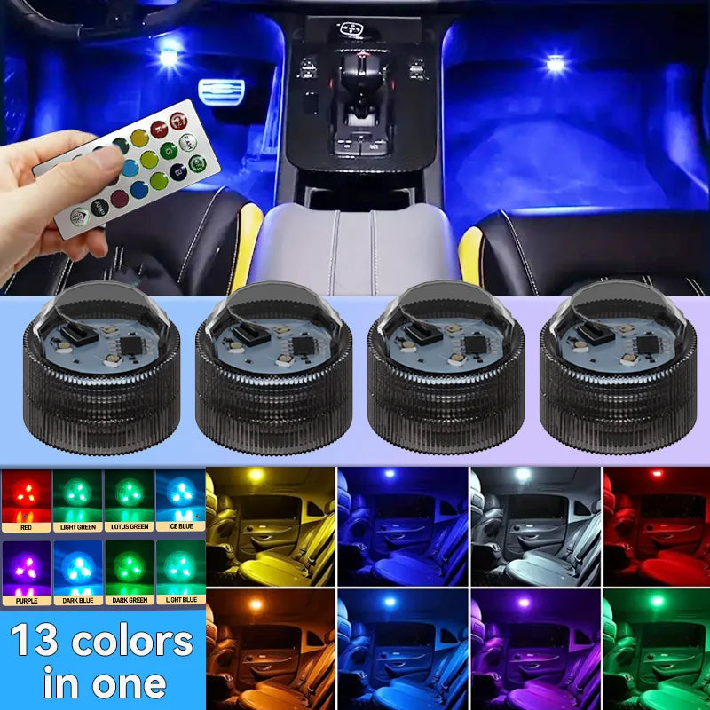 New Wireless Adhesive LED Car Interior Ambient Light Remote 