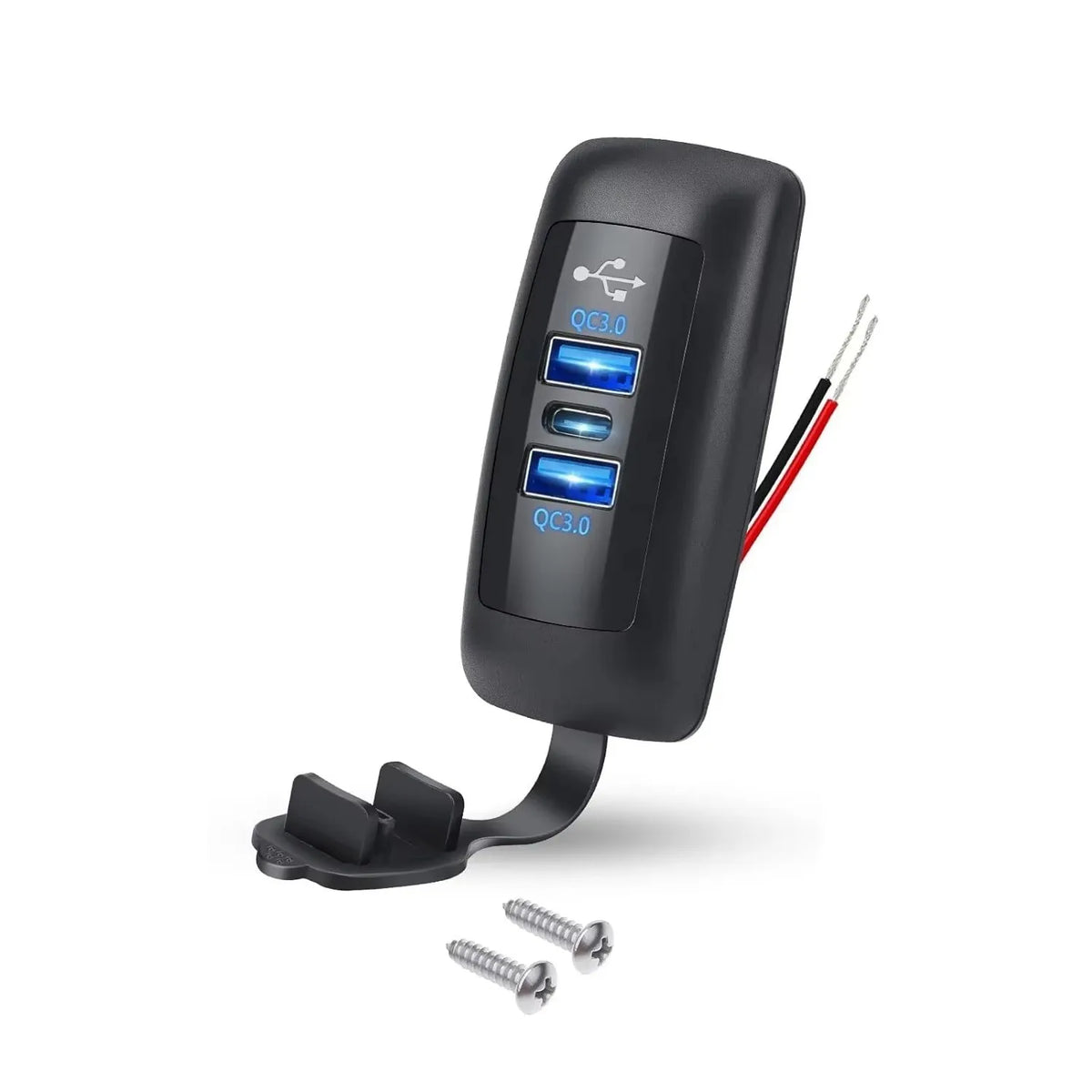 3-Ports Car Charger Socket Dual USB PD QC3.0 Port Quick Charge Adapter Waterproof for Truck Marine Motorcycle Car Accessories