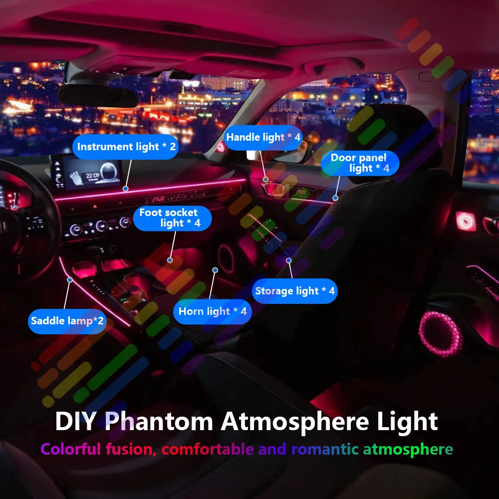 Universal HC22 Neon Car Ambient Lights RGB 64 Color Universa