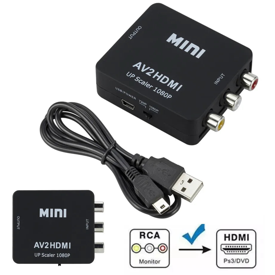 1080P Mini HDMI compatible to AV RCA CVBS L/R Composite Vide